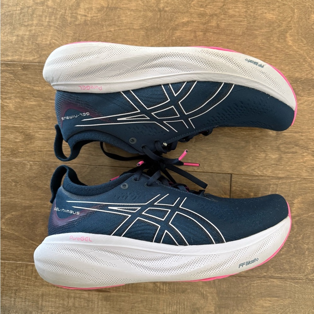 Asics Gel-Nimbus Navy and Pink Running Shoes